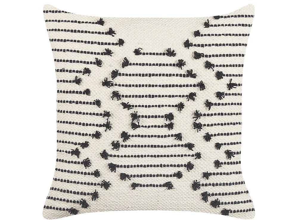 Set med 2 prydnadskuddar MYRTUS 45 x 45 cm Bomull Beige Geometriskt tryck_839968