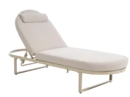 Sun Lounger with Cushion RONCOLO Metal Beige_1117408