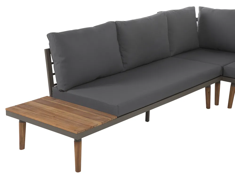 Garden Corner Sofa with Table 5 Seater CORATO Acacia Wood Grey_718992
