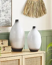 Koristemaljakko BAEZA 46 cm Keramiikka Valkoinen_1178050