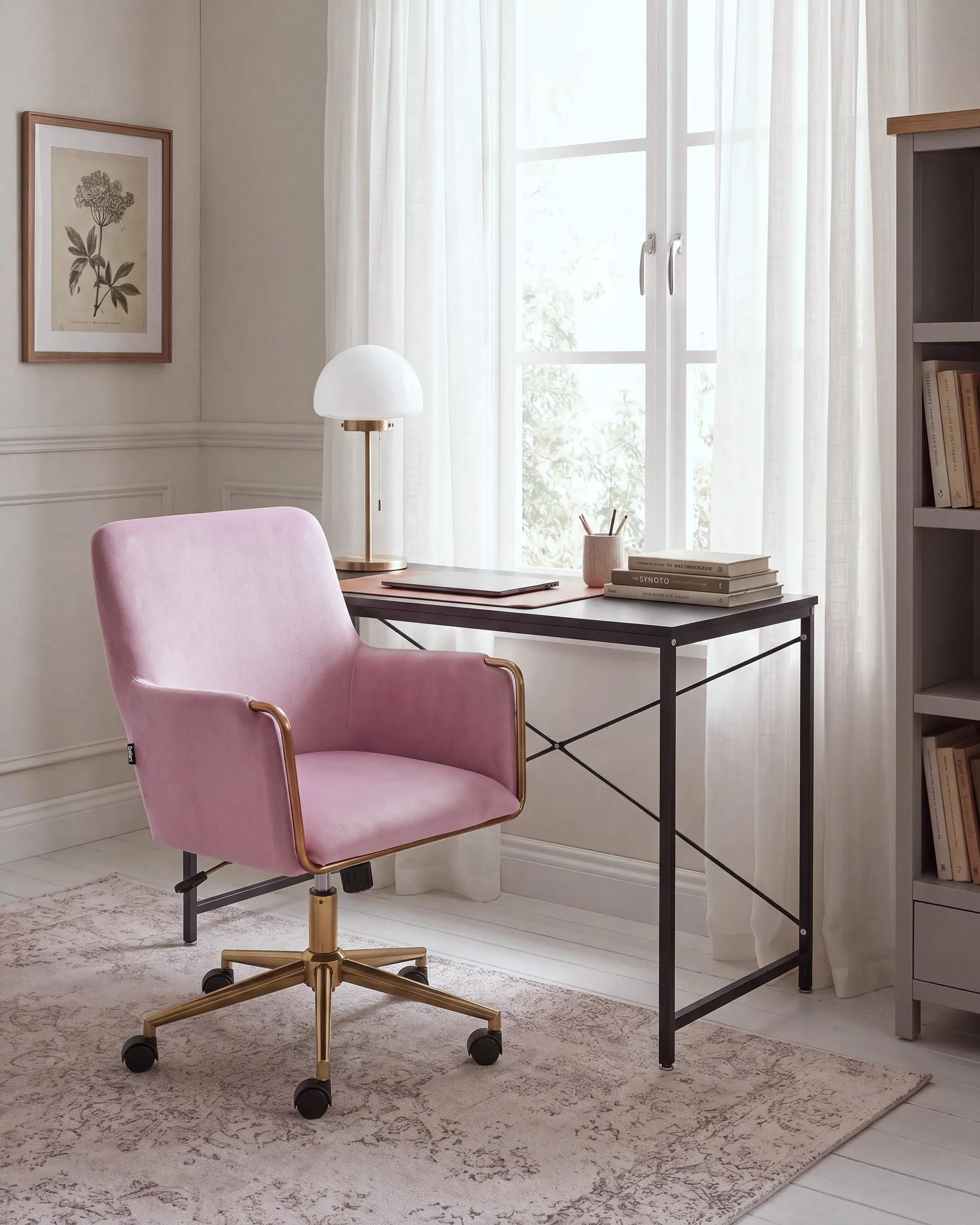 Desk Chair ALTONA Velvet Pastel Pink_1053224