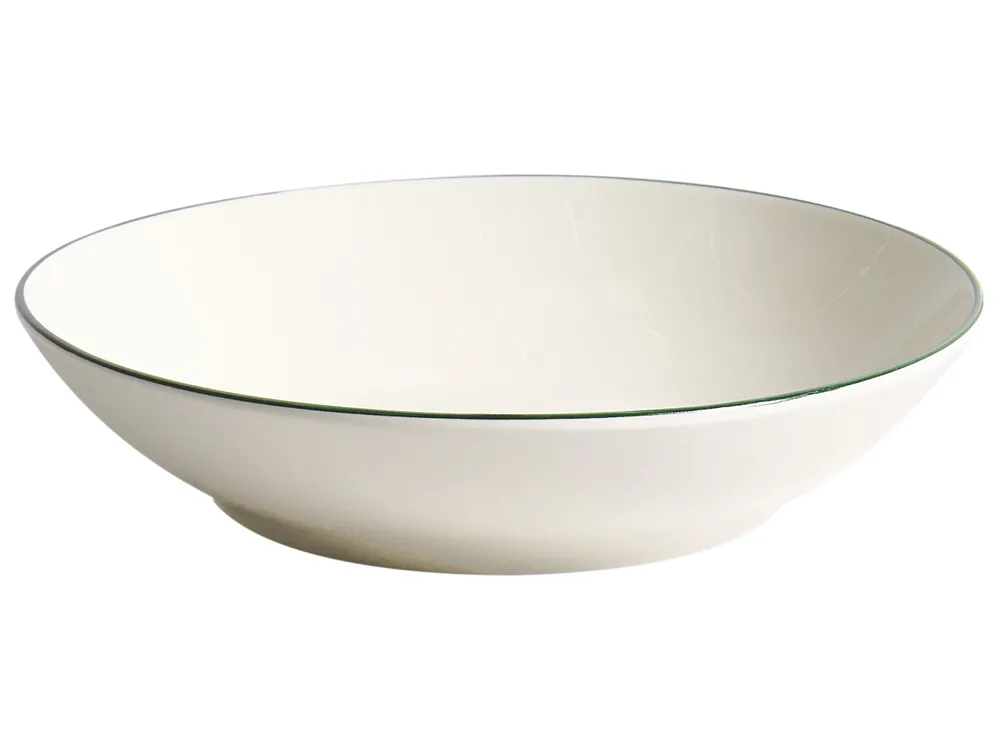 Set of 12 Dinnerware CUMIN Porcelain Off-White/ Green_1061460