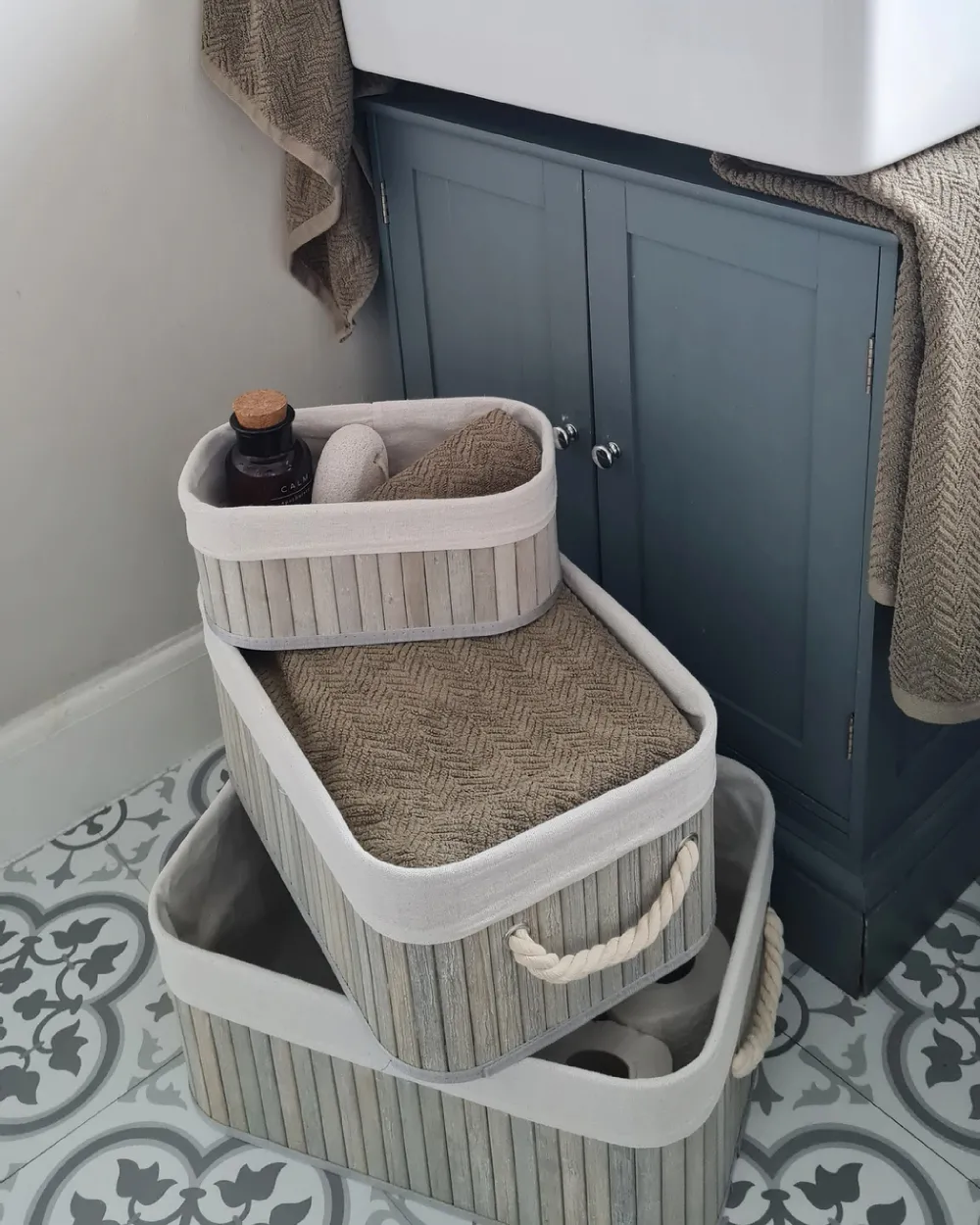 Set med 5 korgar TALPE Bambu Grå_916949