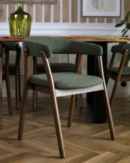 Set of 2 Dining Chairs MYLO Fabric Dark Brown/ Green_1031506