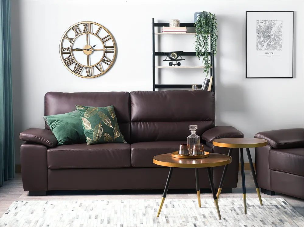 Sofa 3 Seater VOGAR Faux Leather Dark Brown