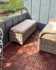 Garden Bench with Cushion SUSUA 189 cm Rattan Natural_1171407