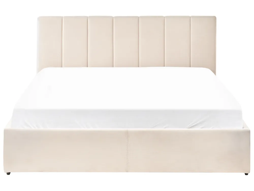 Ottoman Bed DREUX Velvet Light Beige 160 x 200 cm (EU King Size)_1012270