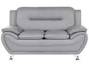 Living Room Set 6 Seater LEIRA Faux Leather Grey_1058670