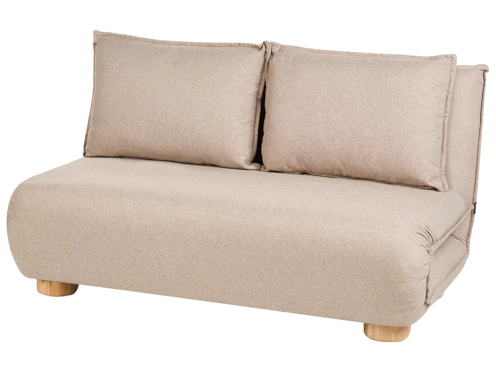 Sofa Bed 2 Seater ABISKO Faux Linen Beige_1030855