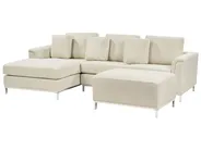 Corner Sofa 4 Seater OSLO with Ottoman Fabric Beige Right Hand_943178