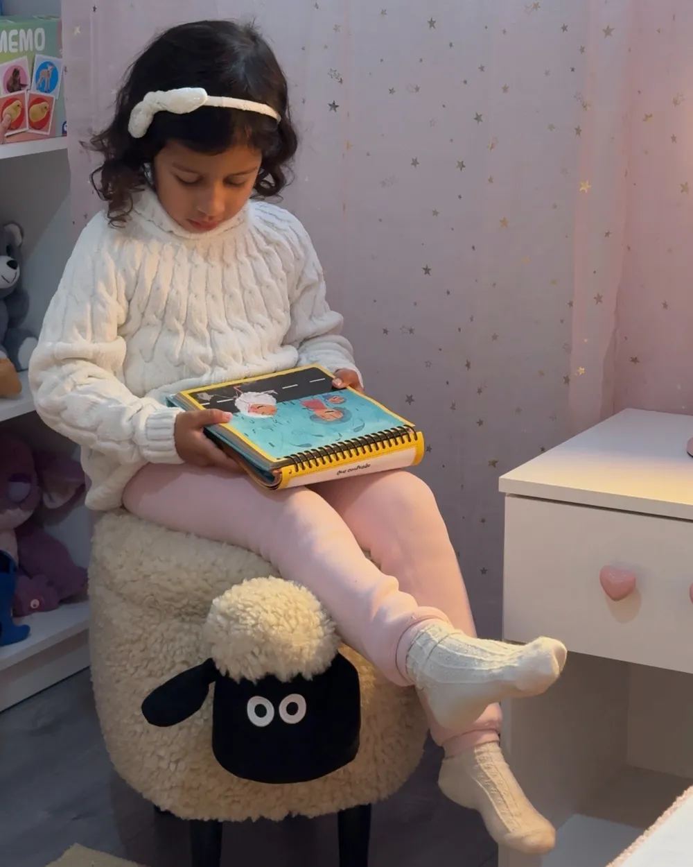 Storage Animal Stool SHEEP Sheep Fabric Light Beige_1050823