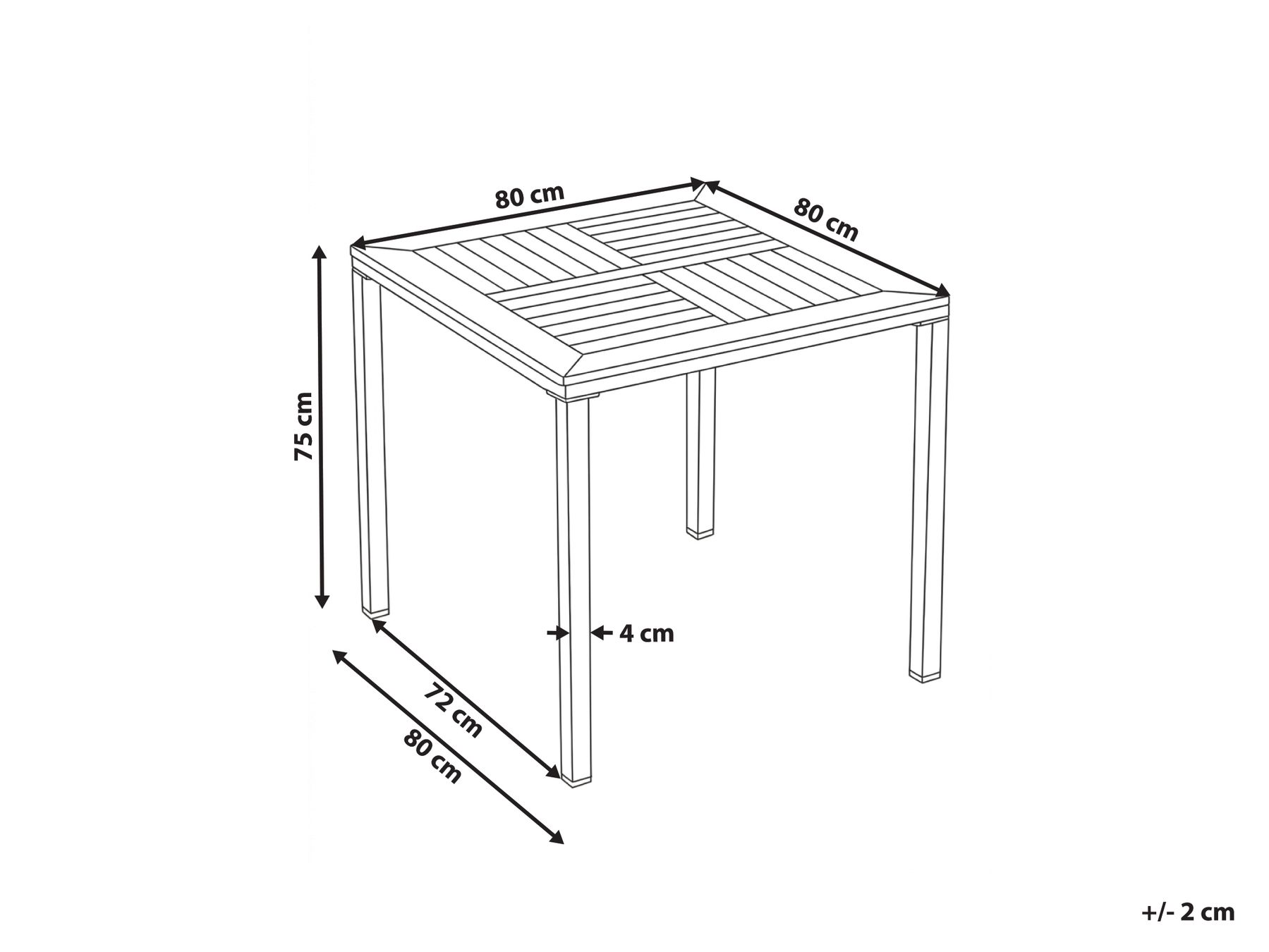 Spisebord til hagen LEVANTO 80 cm 80 cm Metall Svart_1179382