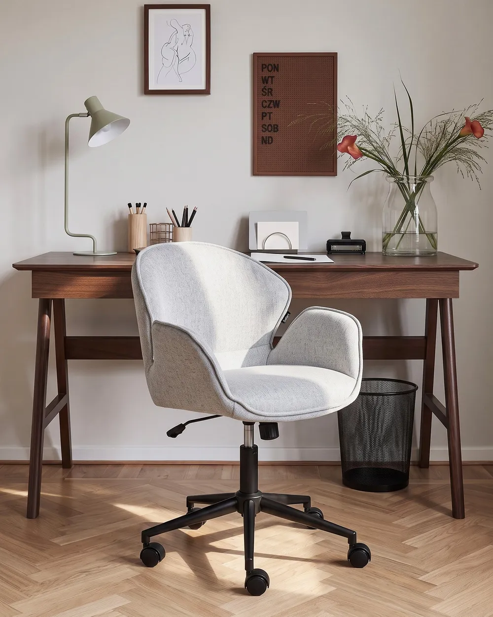 Desk Chair BELMAR Fabric Grey