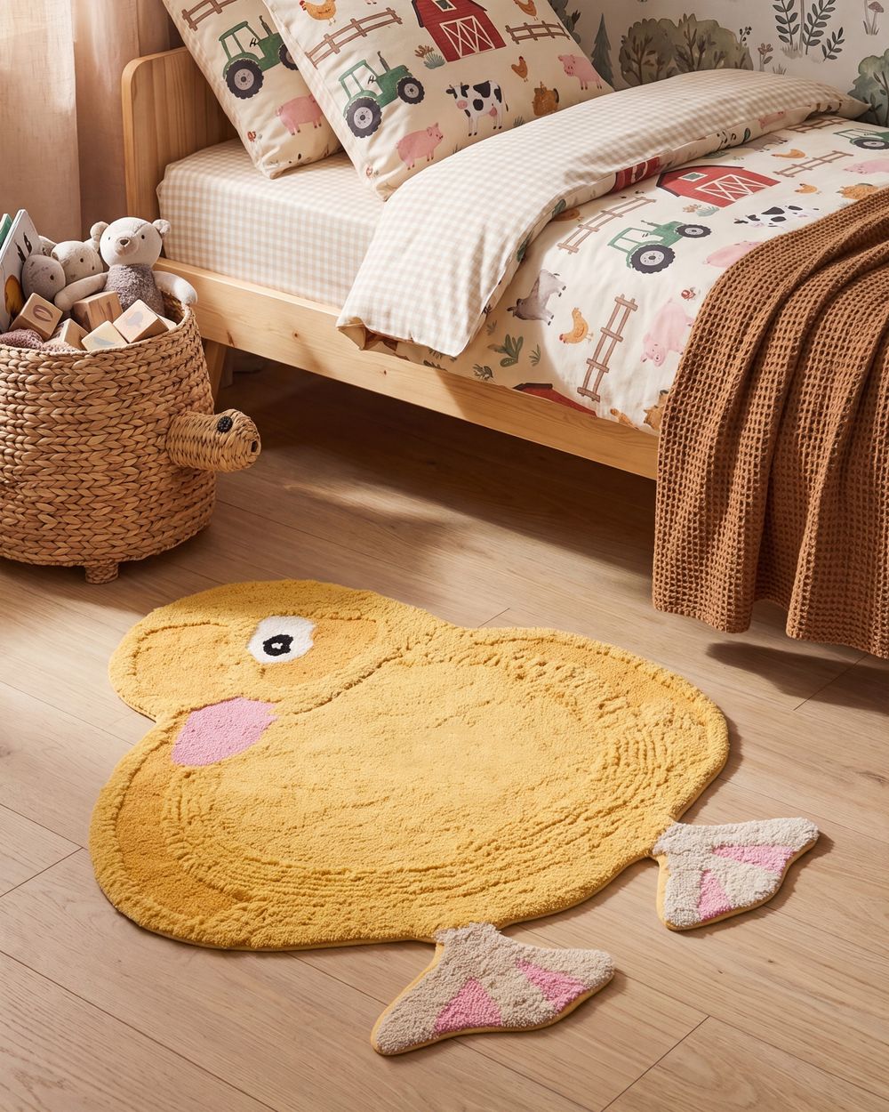 Kids Rug DUCKIE Yellow 95 x 120 cm Cotton