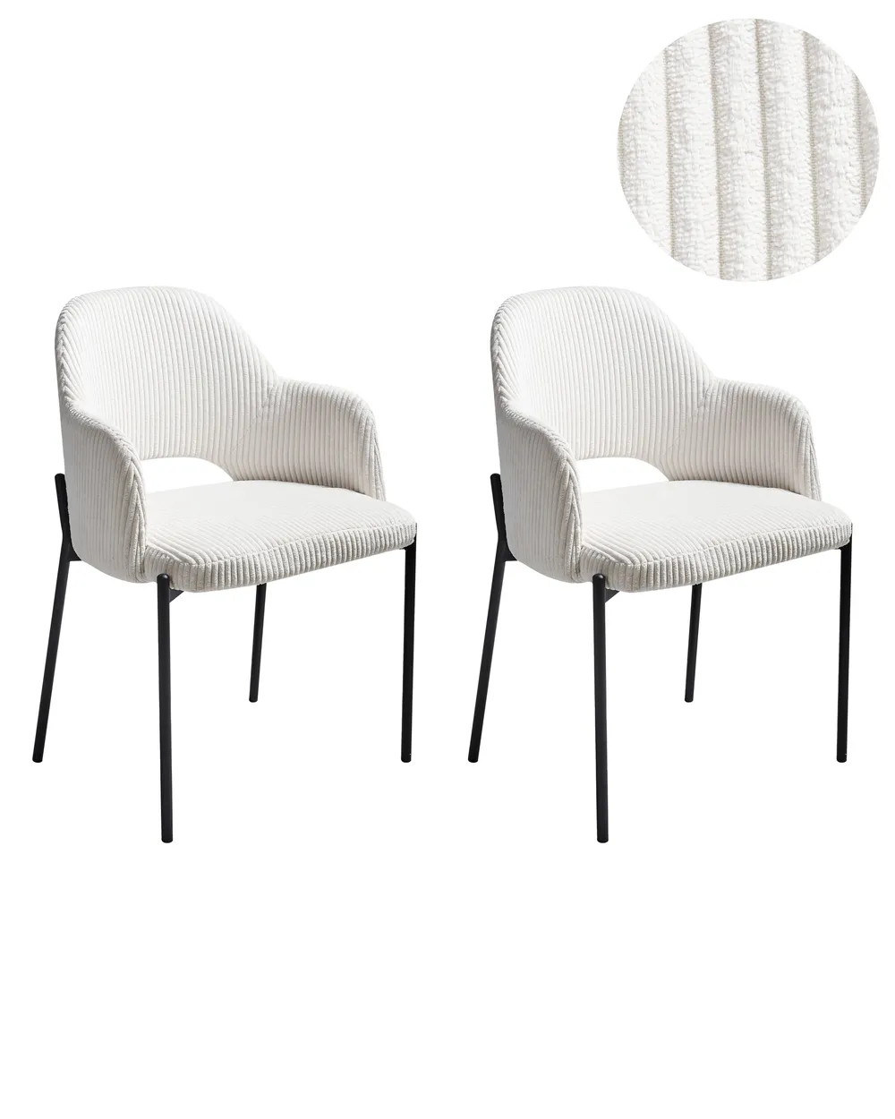 Set of 2 Dining Chairs RATON Corduroy Off-White