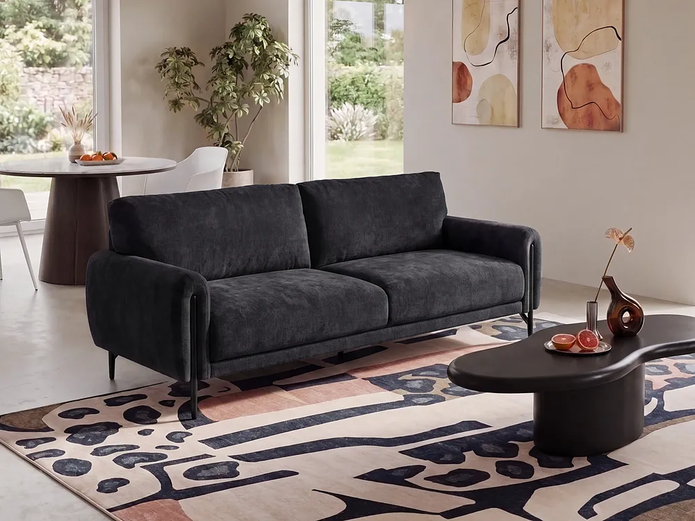 Sofa 3 Seater SKARO Chenille Black