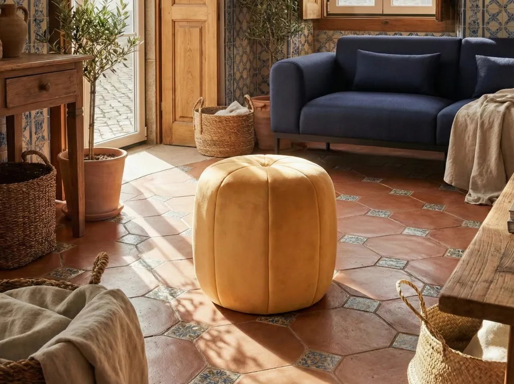 Pouffe SELBY Velvet Mustard