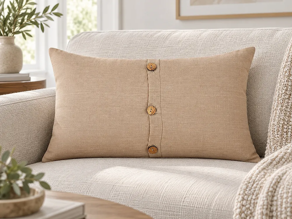 Koristetyynysetti 2 kpl BANORI 30 x 50 cm Pellava Beige Hillitty_1178826