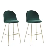 Set med 2 barstolar ARCOLA Sammet Smaragdgrön_780929