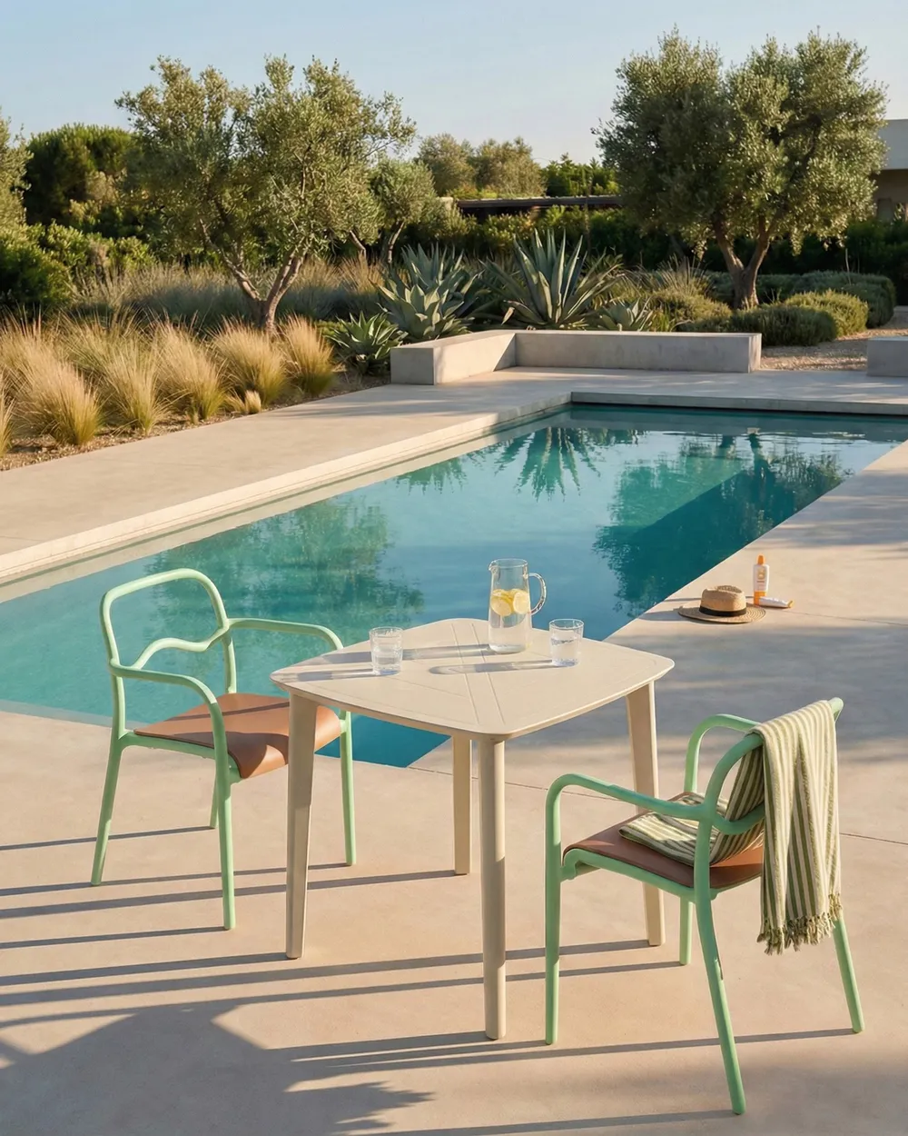 Set of 2 Garden Chairs THASOS Synthetic Material Green
