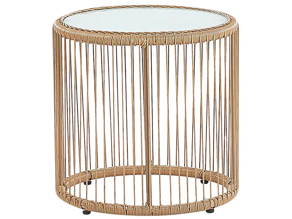 Bistro Set with Cushions LABICO PE Rattan Light Brown_781644