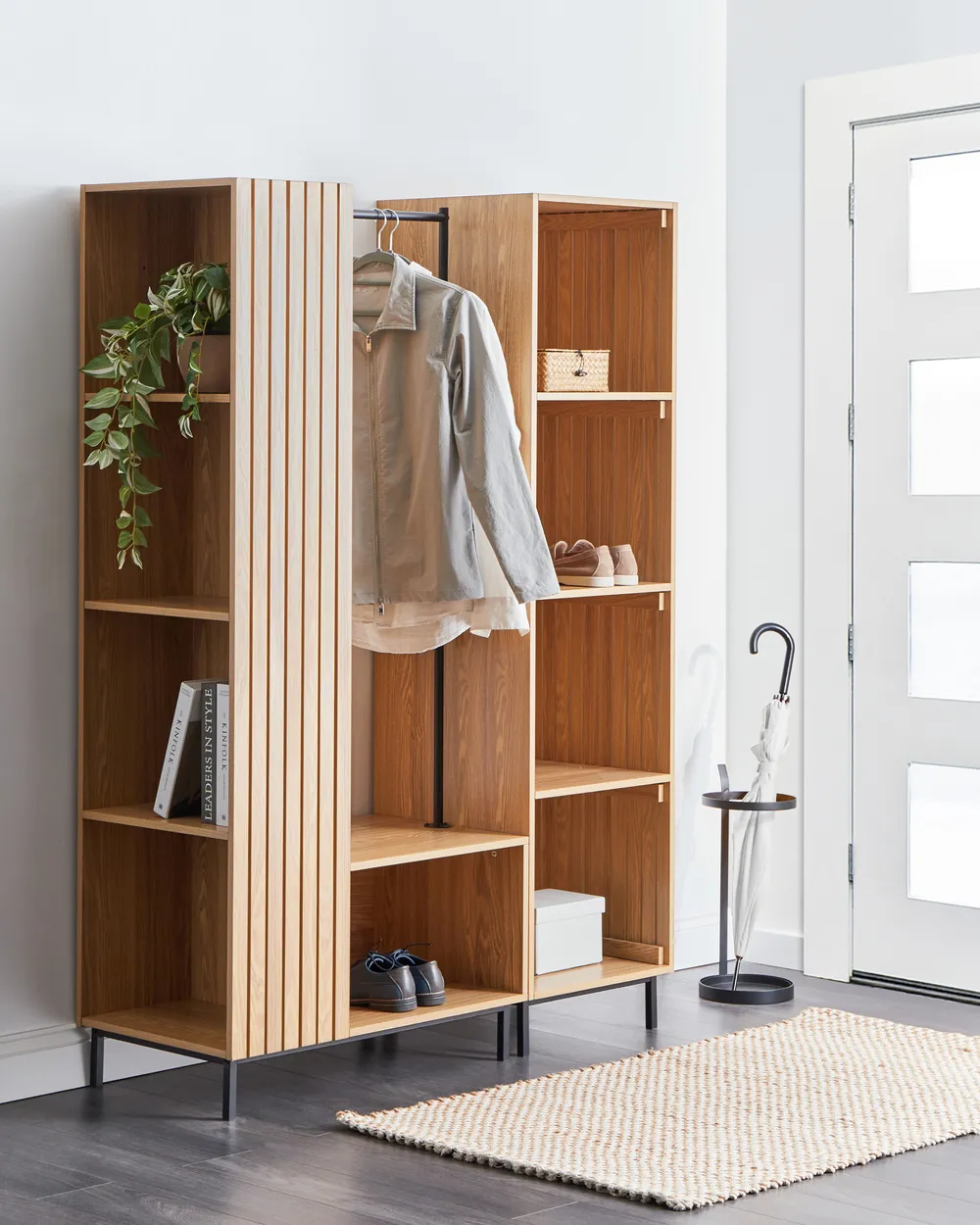 9 Shelf Open Wardrobe LEANDRO Light Brown