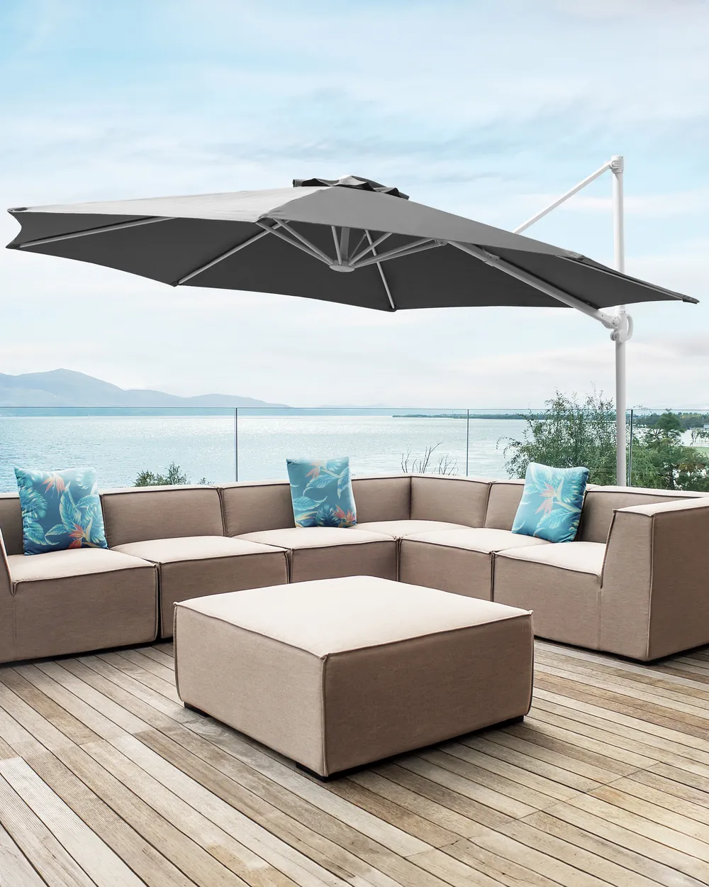 Cantilever Parasol 295 cm SAVONA II Dark Grey