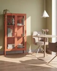 Glass Display Cabinet NASH 90 cm Metal Golden Brown_1091132