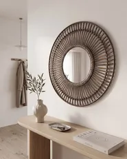Wall Mirror BLASITO 66 cm 66 cm Bamboo Brown_807507