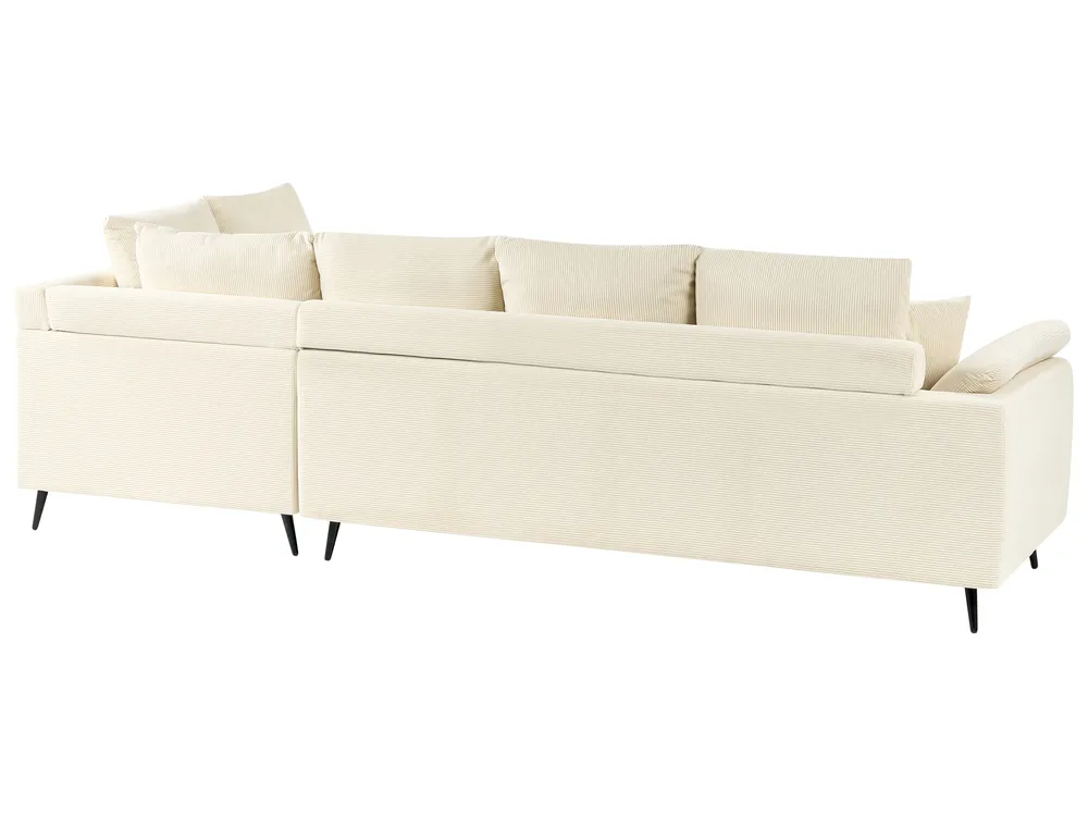 Corner Sofa 4 Seater LUNNER Corduroy Light Beige Left Hand_945675