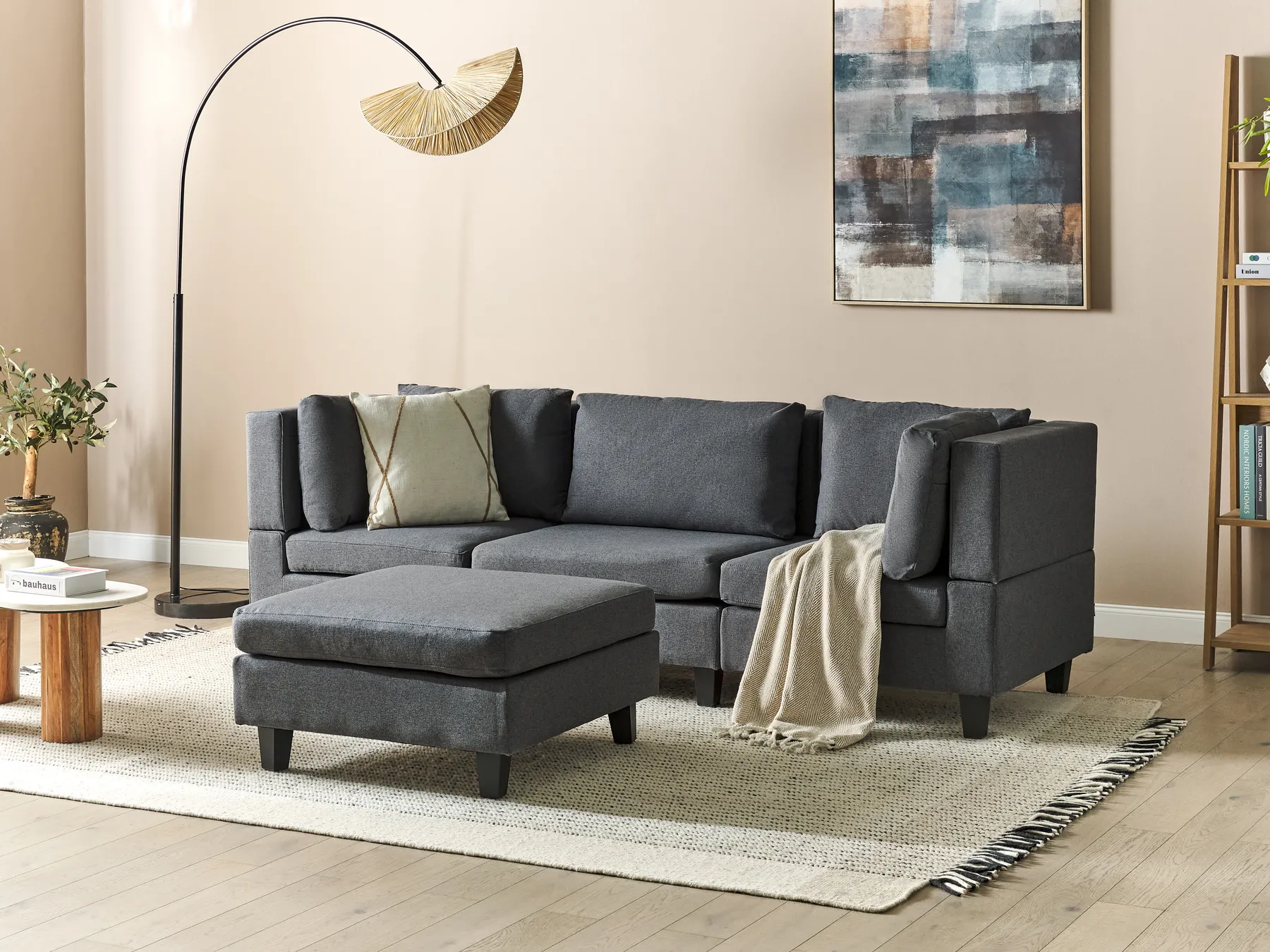 Modulsoffa 3-sits UNSTAD med fotpall Mörkgrå_893560
