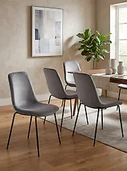 Set of 4 Dining Chairs TILLER Fabric Grey_1173518