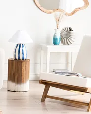 Side Table MOVAS Teak Wood Brown/ White_997761