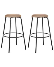 Set med 2 barstolar MORTON Sammet Ljusbrun_915998