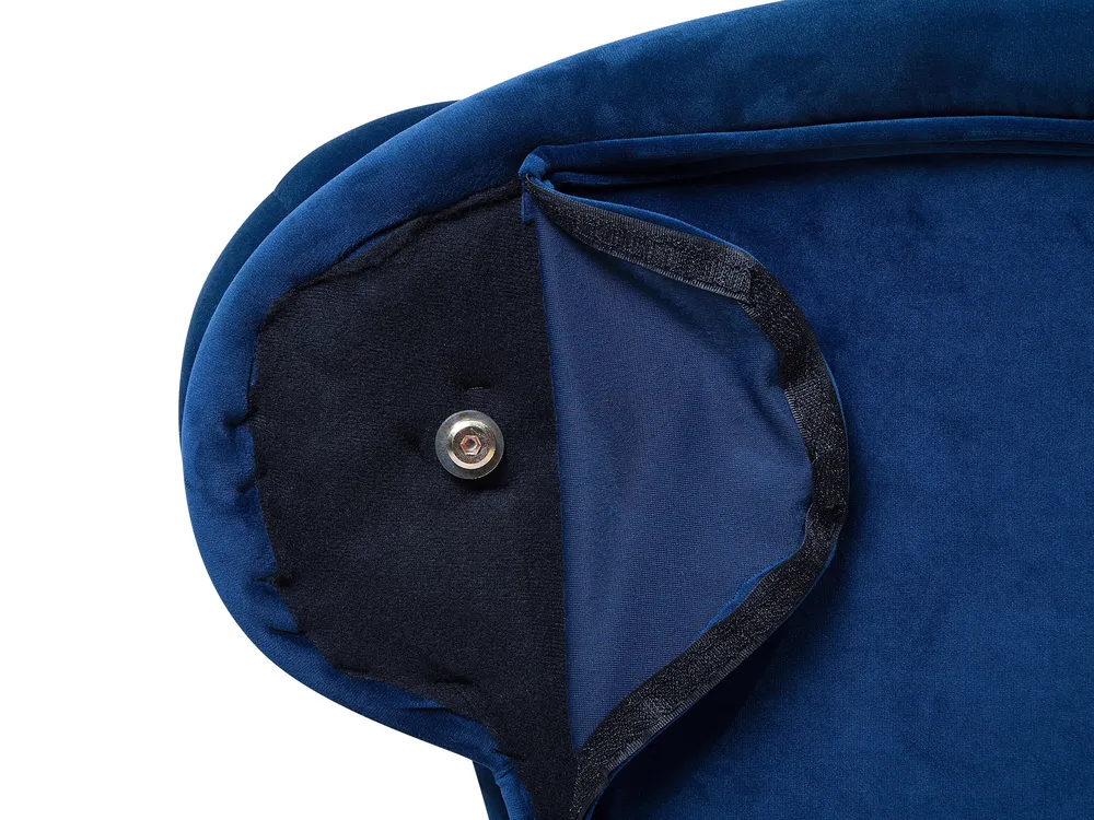 Right-Hand Chaise Longue NIMES Velvet Navy Blue_712472