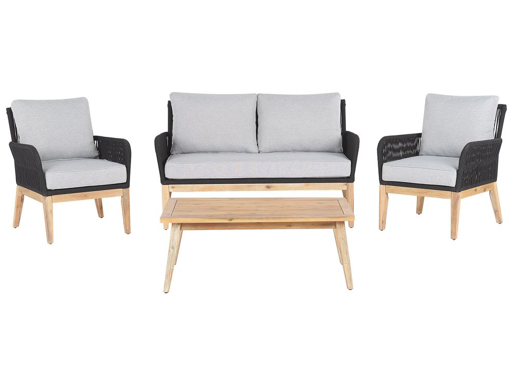 Loungesett til hagen med bord 4-seters MERANO Akasietre Grå