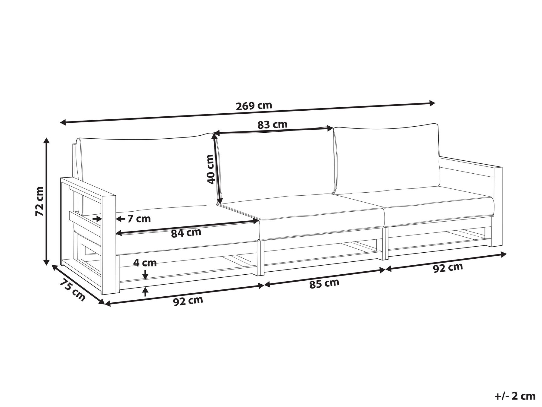Garden Sofa 3 Seater TIMOR Modular Certified Acacia Wood Light Brown_906354