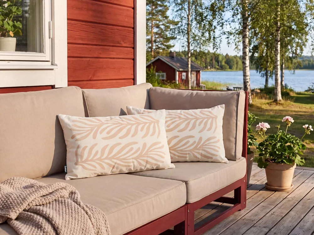 Set med 2 utomhusdynor ALISMA Växtmotiv 30 x 50 cm Ljusbeige