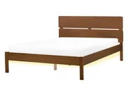 Bed with LED Wood BOISSET 140 x 200 cm (EU Double) Dark Brown_899793