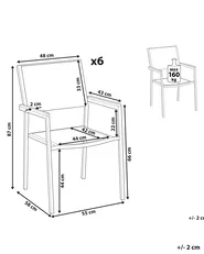 Set of 6 Garden Chairs GROSSETO Stainless Steel Beige_724726
