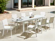 Utdragbart trädgårdsmatbord SKALOMA 180/240 cm 90 cm Metall Vit_921910
