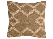 Set of 2 Decorative Cushions GOPI 45 x 45 cm Jute Light Brown Geometric Pattern_1124925