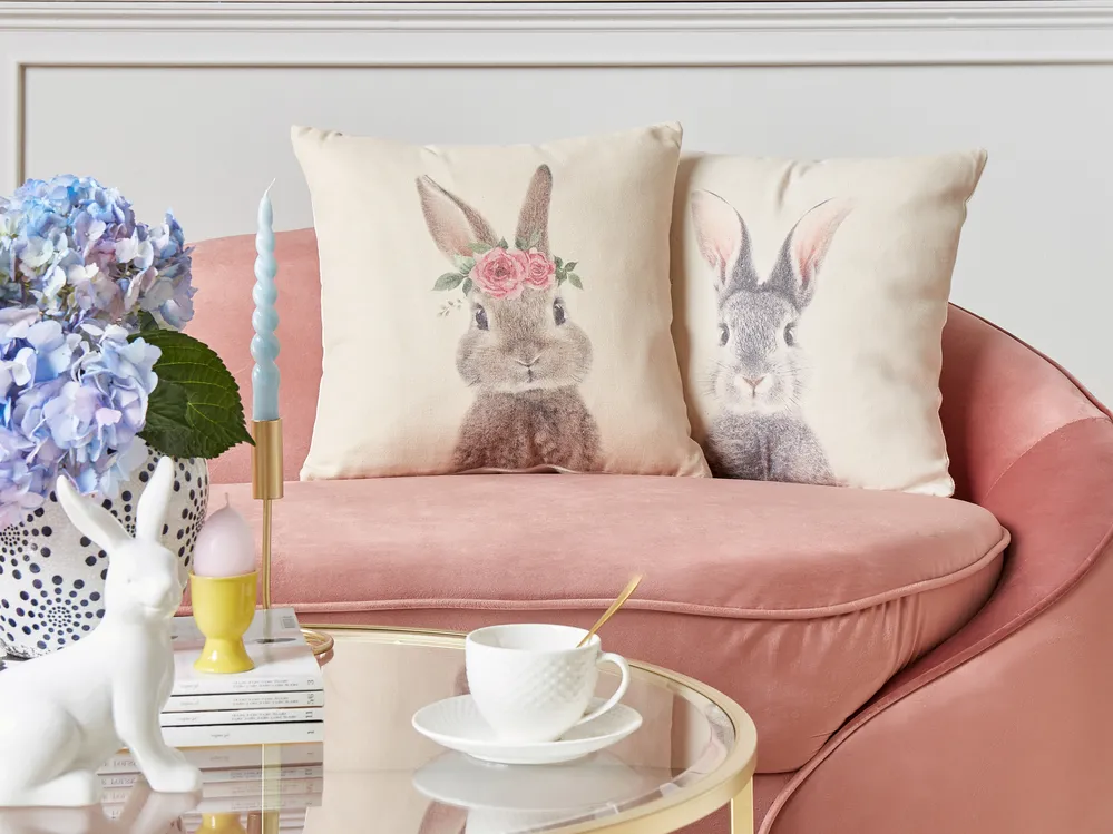 Set of 2 Decorative Cushions TULIPA 45 x 45 cm Taupe_851746