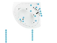 Hjørneboblebad med LED PELICAN 206 x 165 cm Hvit_796438