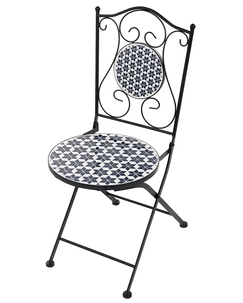 Set of 2 Garden Chairs SIROLO Folding Metal White/ Blue_1155654