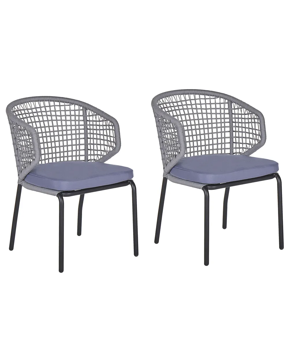 Set of 2 Garden Chairs with Cushions PALMI Metal Grey
