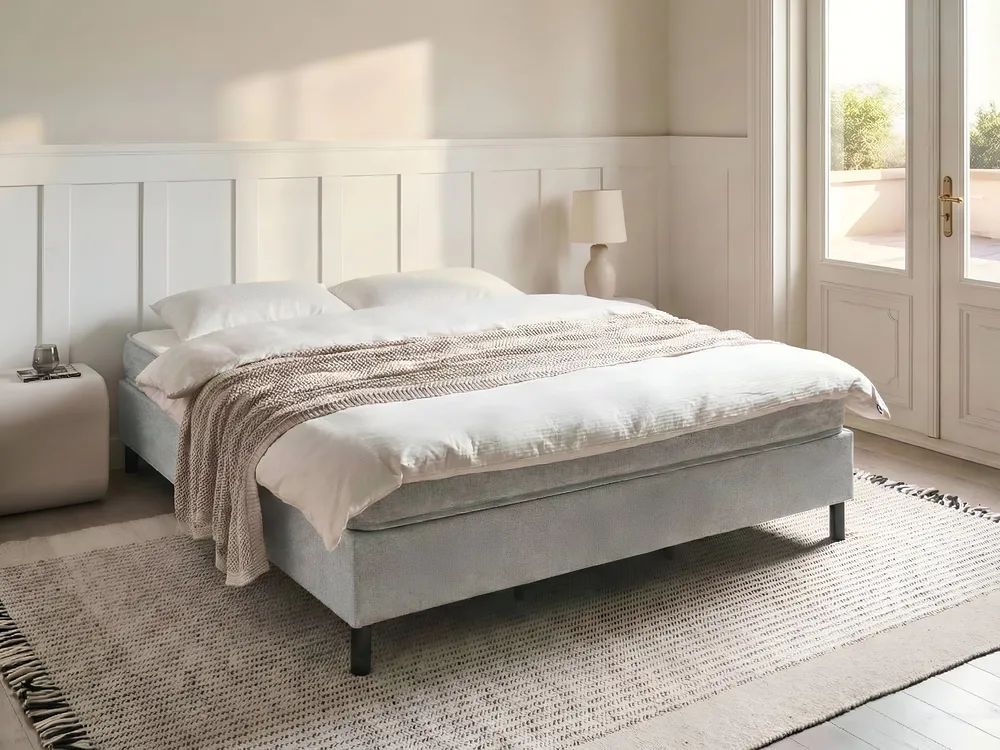 Divan Bed without Headboard Fabric COUNTESS 180 x 200 cm (EU Super King) Light Grey