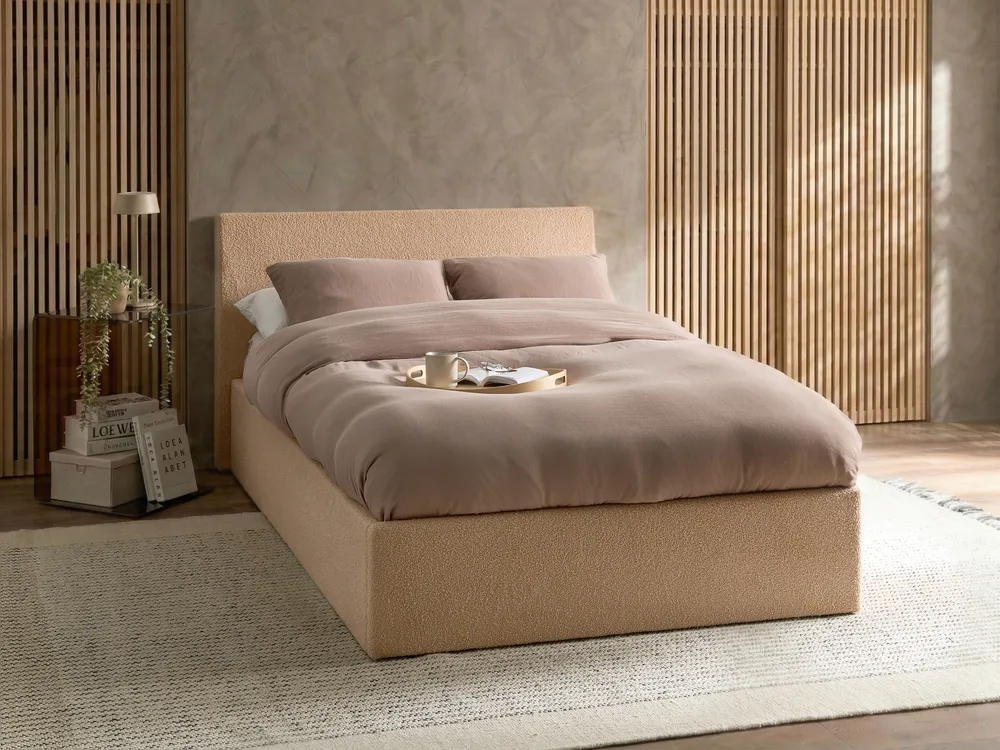 Boucle Ottoman Bed Beige ORBEY Various Sizes