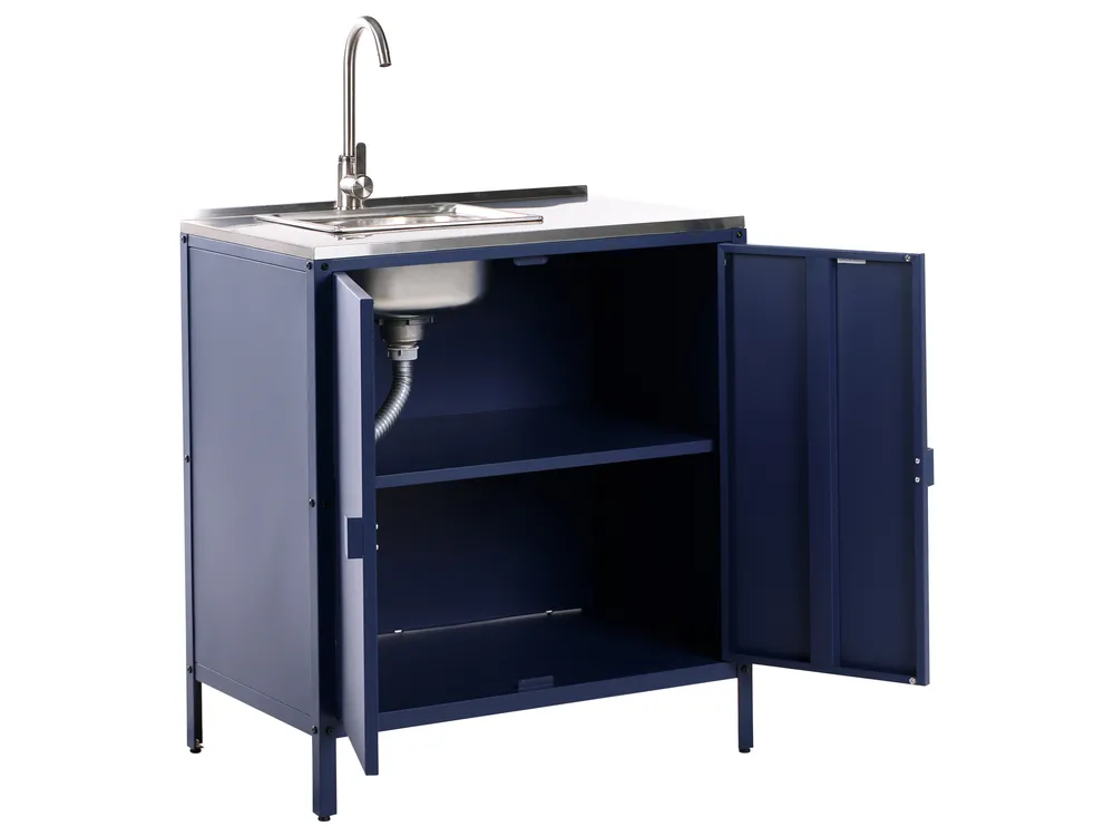 2 Piece Outdoor Kitchen Set with Sink VILAMA Blue Metal_974650