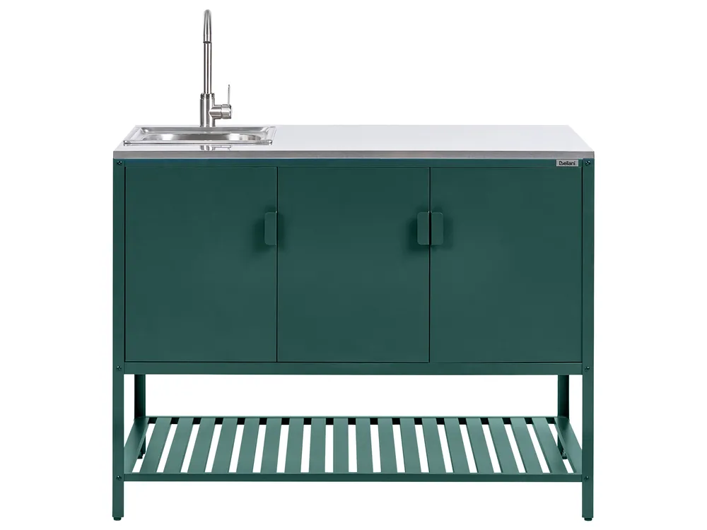 3 Piece Outdoor Kitchen Set with Sink MAENZA Green Metal_1045217